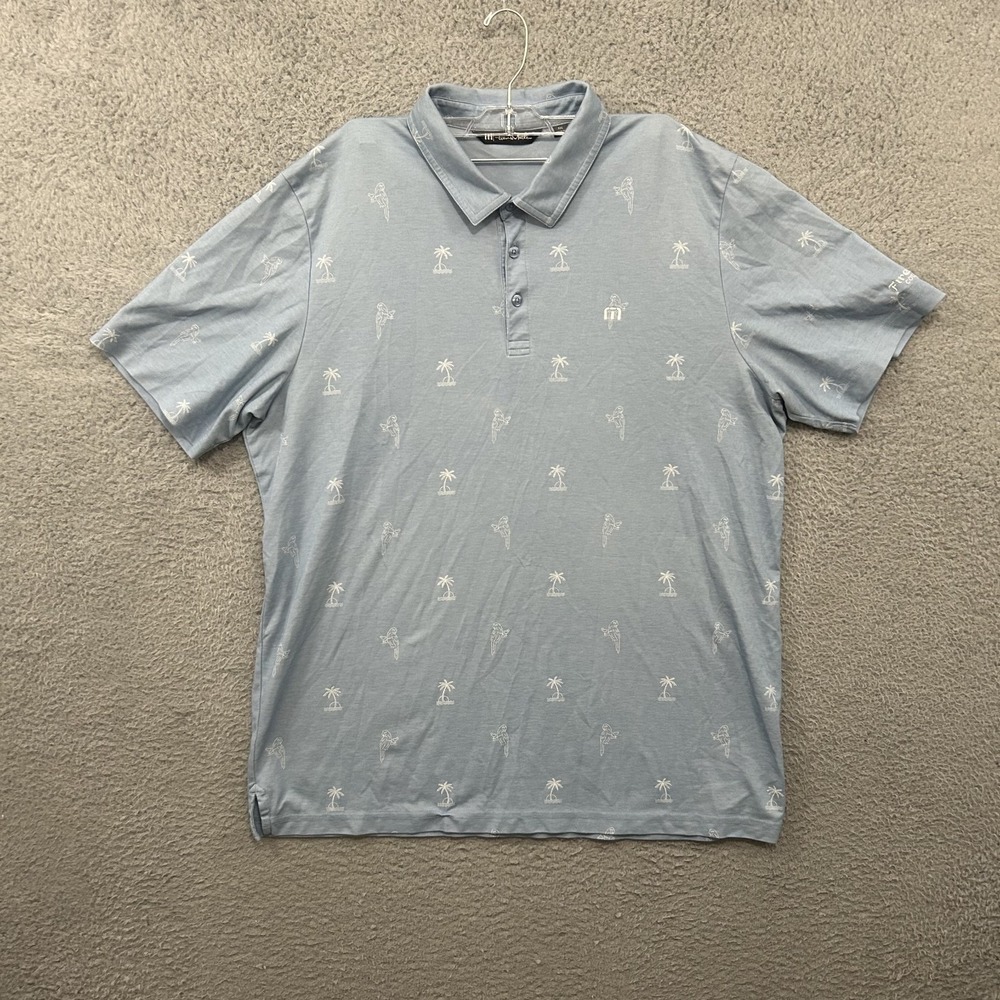 Travis Mathew Shirt Mens 2XL XXL Blue Polo Geometric Paradise Golf Pima Cotton